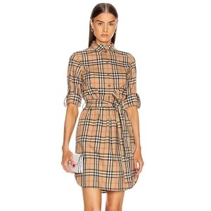Burberry Vintage Giovanna shirt dress, tie waist signature pattern NWT size 4